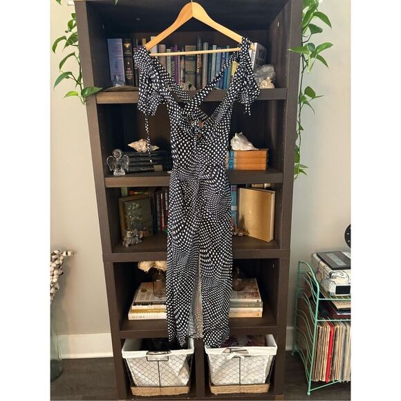 NWT For Love & Lemons Beth Black & White Polka Dot Midi Dress Size XS - Picture 5 of 10